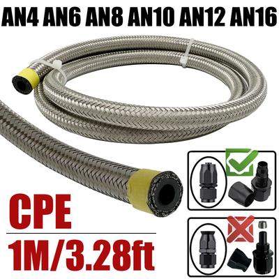 1M 3.28FT 4AN 6AN 8AN 10AN 12AN 16AN Mangueira de Combustível para Carro Linha de Óleo e Gás Mangueira de Freio Trançada em Aço Inoxidável Tubo de Borracha CPE Tubo de Resfriador