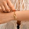 Vnox Classic Stainless Steel Paper Clip Chain Women's Bracelets,Trendy Zircon 26 Letters O-ring Pendant,Charms Back School Gifts