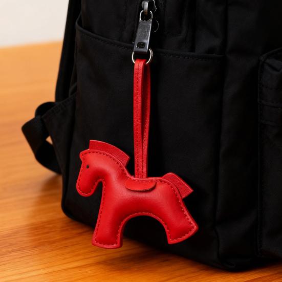 Car Ornament Faux Leather Horse Charm Small Dainty Keychain Car Interiors Purse Backpack Accessories