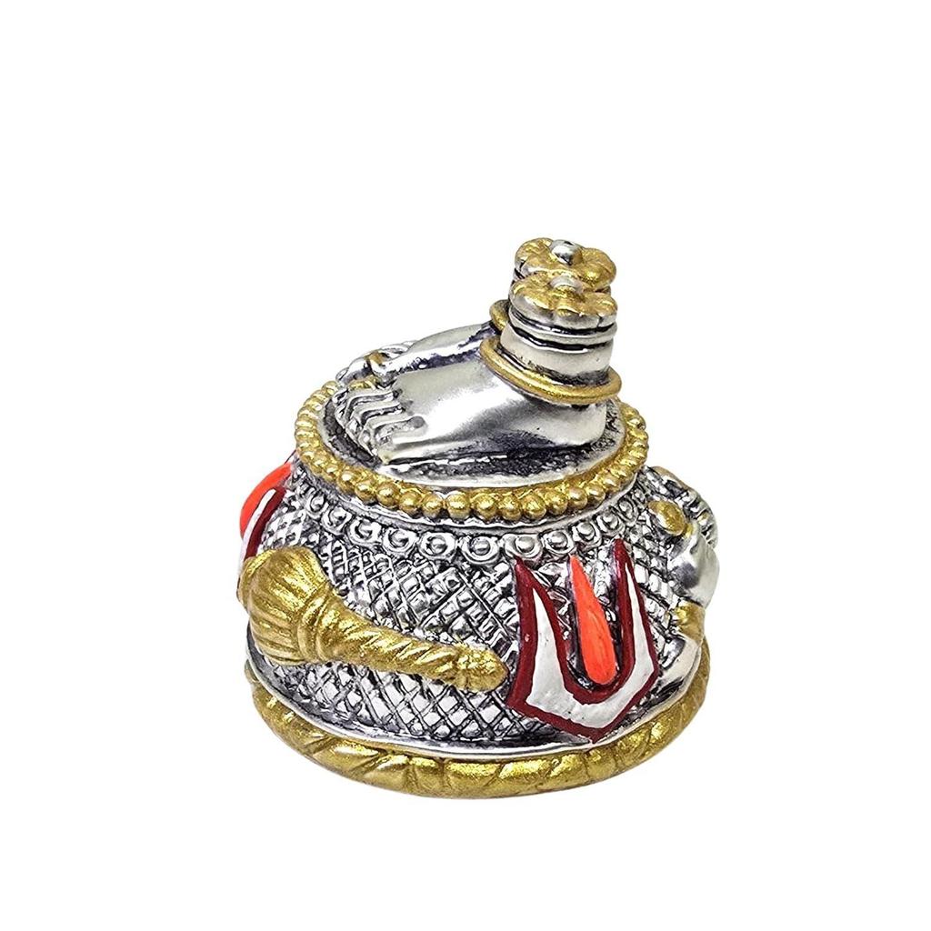 Lord Hanuman Charan Paduka Silver& Gold Antique Matte Idol for Home & Car Dasboard Hanuman Ji Charan Paduka Idol