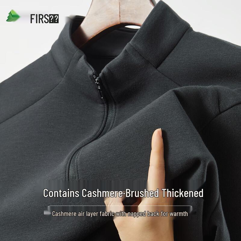 Shanshan Men's Cashmere Blend Thickened Mock Neck Sweatshirt