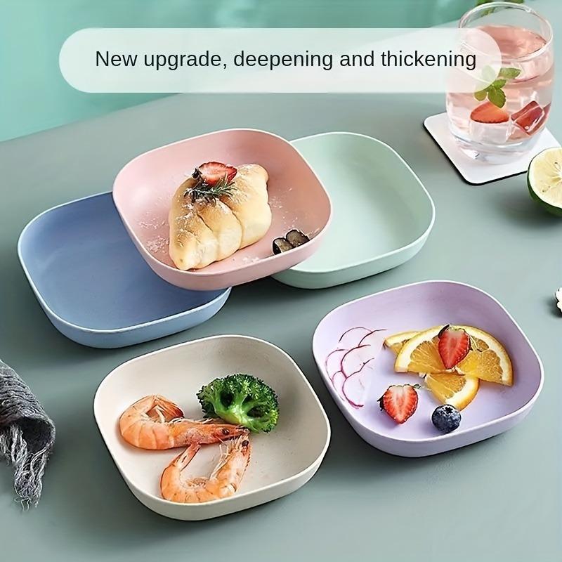 10-Pack Square Snack Plates with Dividers, Reusable Plastic Serving Trays for Fruit Dessert Party Picnic Dining Tableware