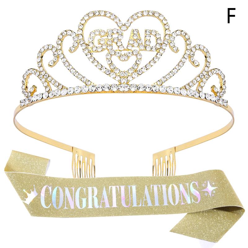 

2025 Элегантный набор короны и плечевой ленты для выпускника, выпускная лента, этикетные пояса, украшение для вечеринок и торжеств
