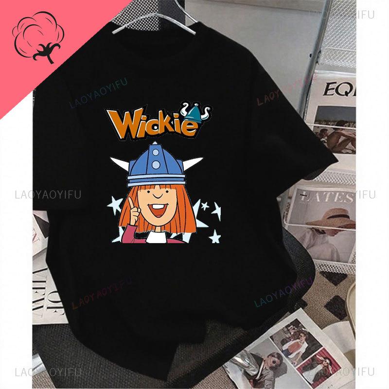 VickyLa Vichinga Wickie Maglietta GerUnisex Serie TV Anni '80 Cartone Animato Stampa Vintage Top Ragazzo Ragazza Abbigliamento in Cotone Camisa Magliette Grafiche
