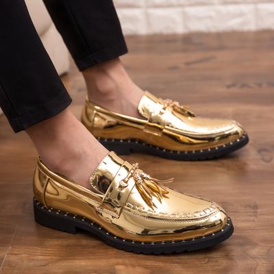 2024 Spring Autumn Mens Gold Black Bright Leather Male Oxford Stylist Dress Shoes for Men Luxury Party Brogues Business Moccasin