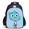 Zaino Scuola per Bambini, Testa Grande Gatto Blu Forrest Gump Scuola di Animazione, Tessuto Oxford Nero Resistente allo Sporco Grande Capacità.