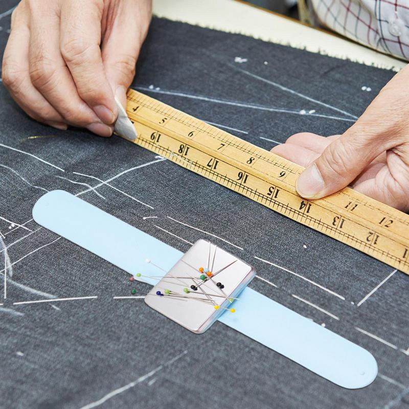 Magnetic Sewing PinCushion Silicone Wrist Needle Pad Safe Bracelet Pin Cushion Storage Sewing Pins Wristband Pin Holder 3 Colors
