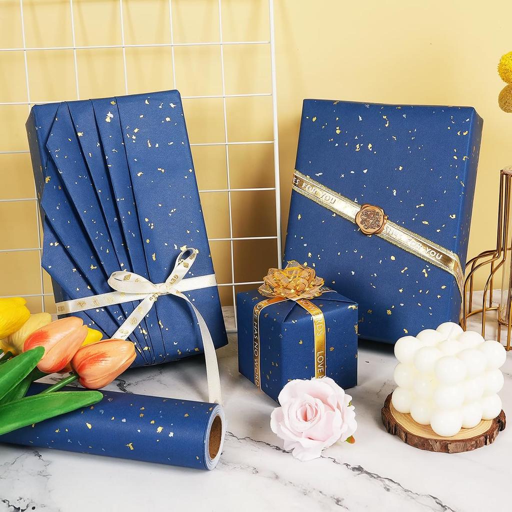 Elegant Matte Kraft Wrapping Paper Roll- 43.18cm x 3.05m,For Birthdays, Christmases, Weddings, Festive Paper,Gift Wrapping Paper