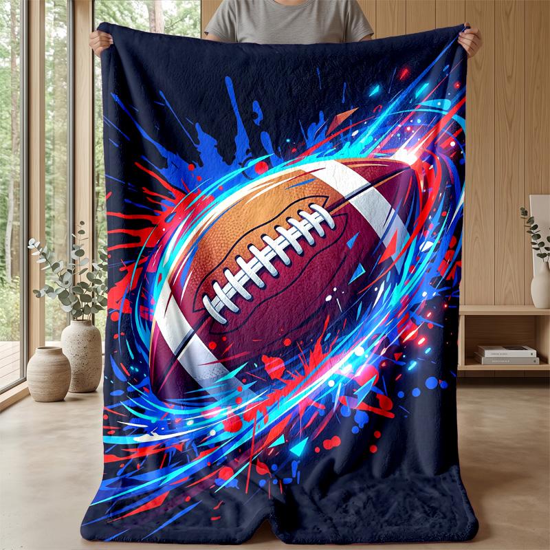 American Football Celebration blanket Personalized Name Flannel Blanket Soft Cozy Plush Throw for Sofa Bed Lightweight Home Decor