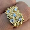 Classic Inlaid White CZ Women's Ring Vintage Gold Color Hand Carving Daily Wear Party Jewelry Anniversary Gift