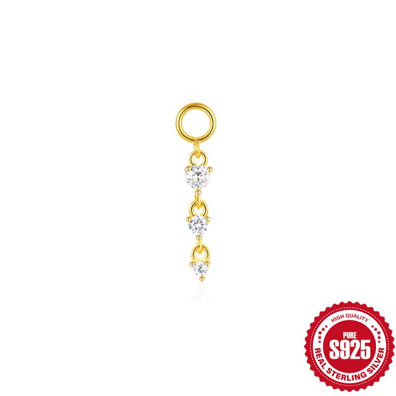 S925 Sterling Silver Bead Pendant Earrings Earrings Accessories Rhombus Zircon Charm Earrings Pendant Earrings