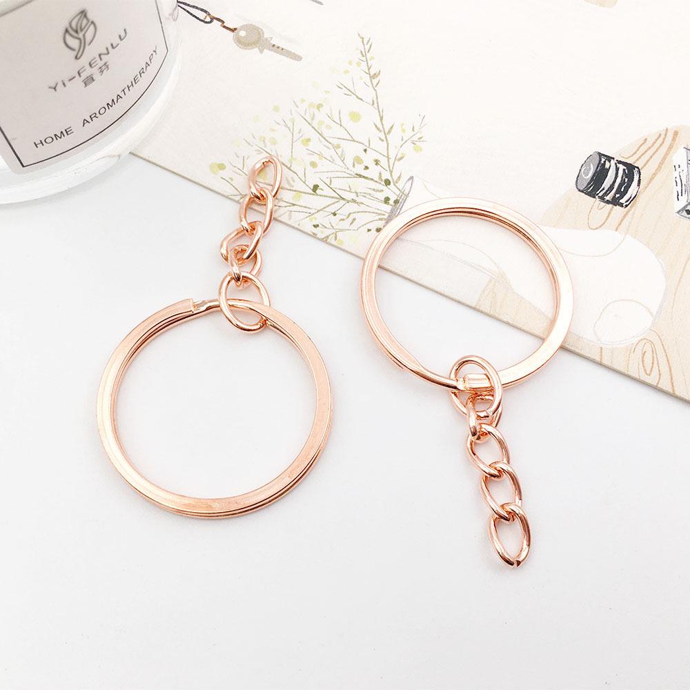 White Keychain Pendant Charm with Antique Gold Chain for DIY Jewelry