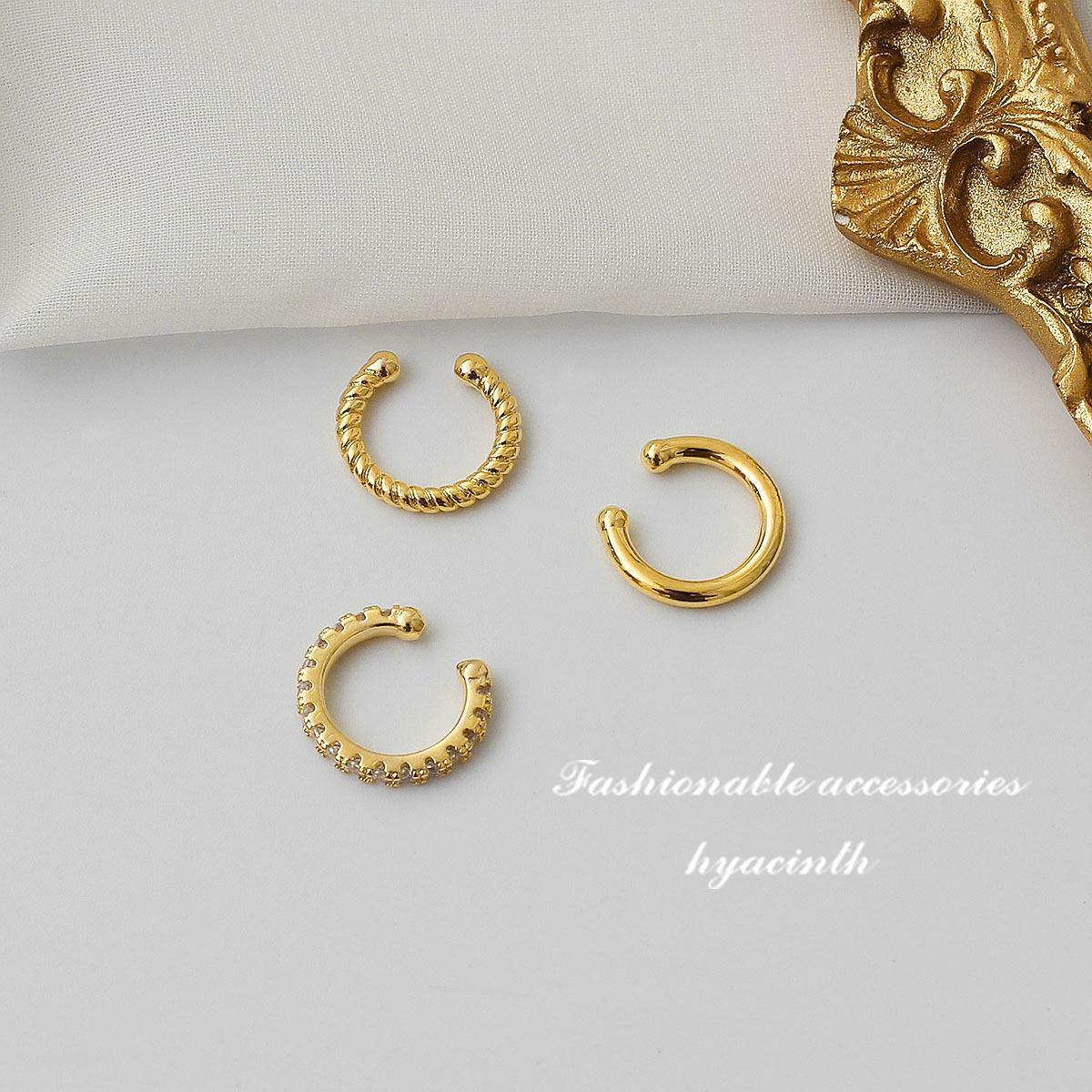 

HYACINTH 14K Gold Непроколотые серьги-каффы - Корейский нишевый дизайн