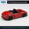 AKEZM1 WELLY 1:36 Porsche 718 Spyder RS Convertible Alloy Die-cast Model, Officially Licensed Detailed Roadster Replica for Collectors