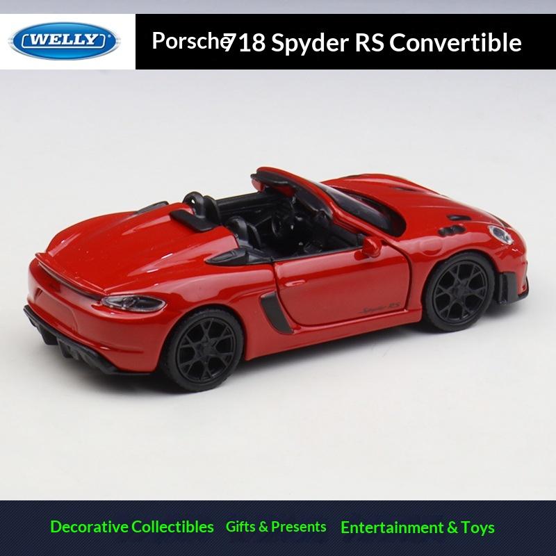 AKEZM1 WELLY 1:36 Porsche 718 Spyder RS Convertible Alloy Die-cast Model, Officially Licensed Detailed Roadster Replica for Collectors