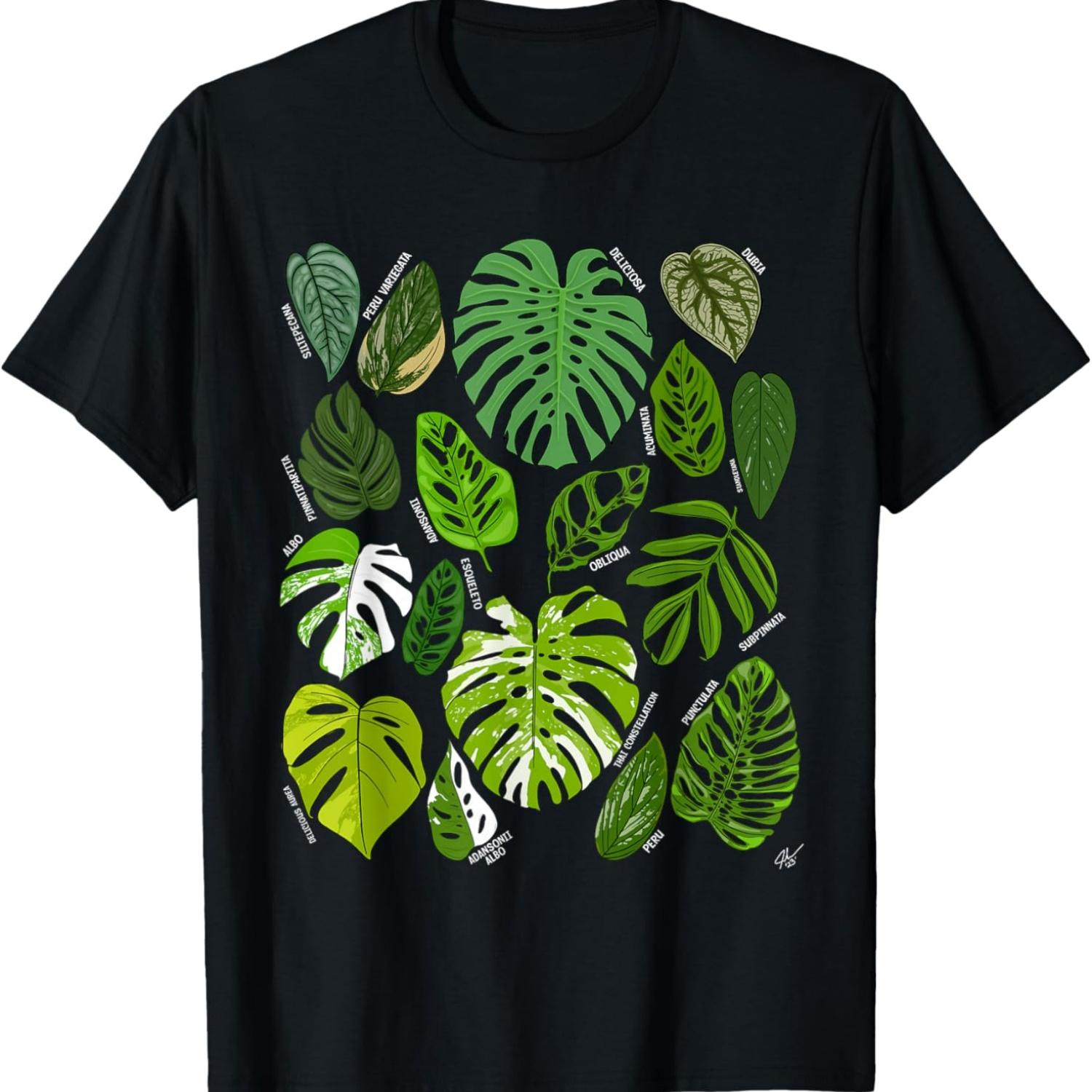 Monstera Varieties Albo Deliciosa Thai Con Plant Lover T-Shirt S чёрный