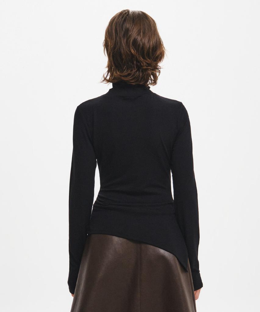 GENERALIDEA Drape Piercing Turtleneck T-Shirt [Black] / Gf3Lts506