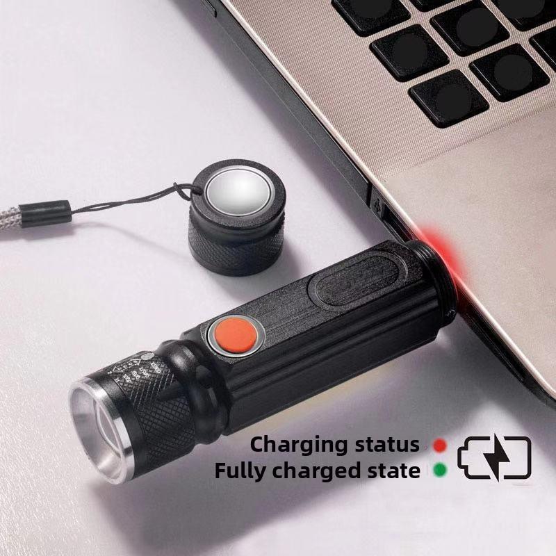 Super Bright T6+COB LED Flashlight - Rechargeable Magnetic Work Lamp, Telescopic Zoom & Long Battery Life Emergency Torch