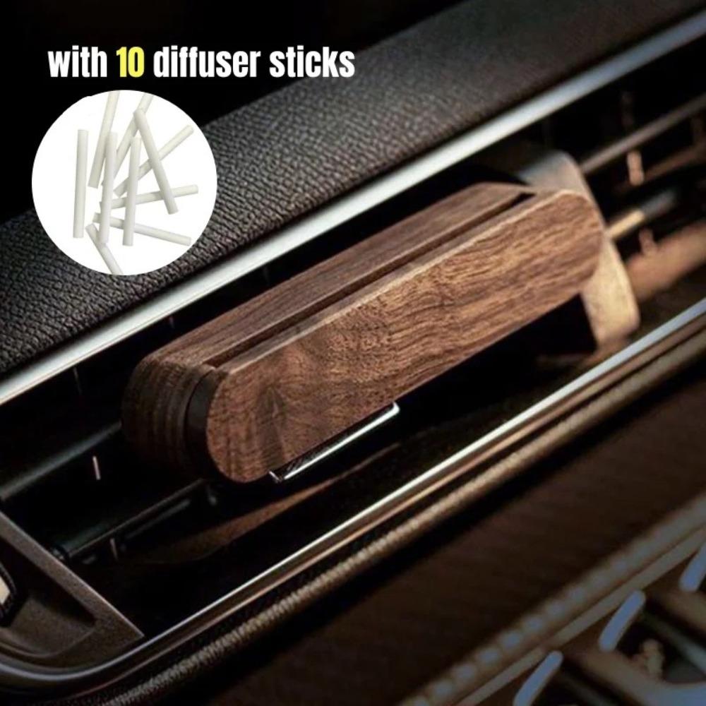

Natural Solid Wood Car Perfume Lasting Aroma with 10 Refill Sticks Air Freshener Car Diffuser Vehicle Use чёрный