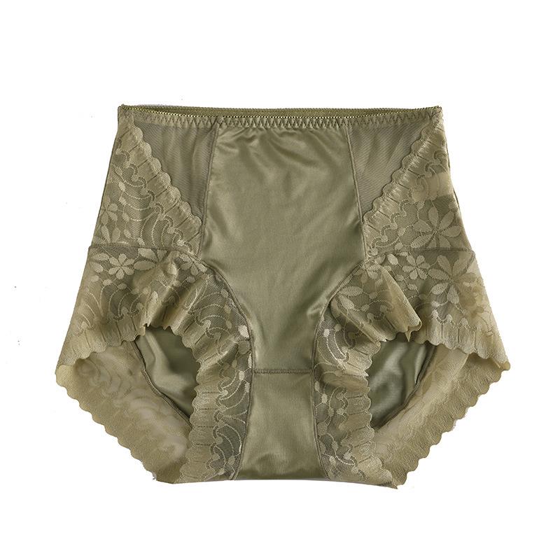 2024 Autumn/Winter Women's High-Waist Silky Satin Hip-Lifting Breathable Cotton Panties with Antibacterial Crotch