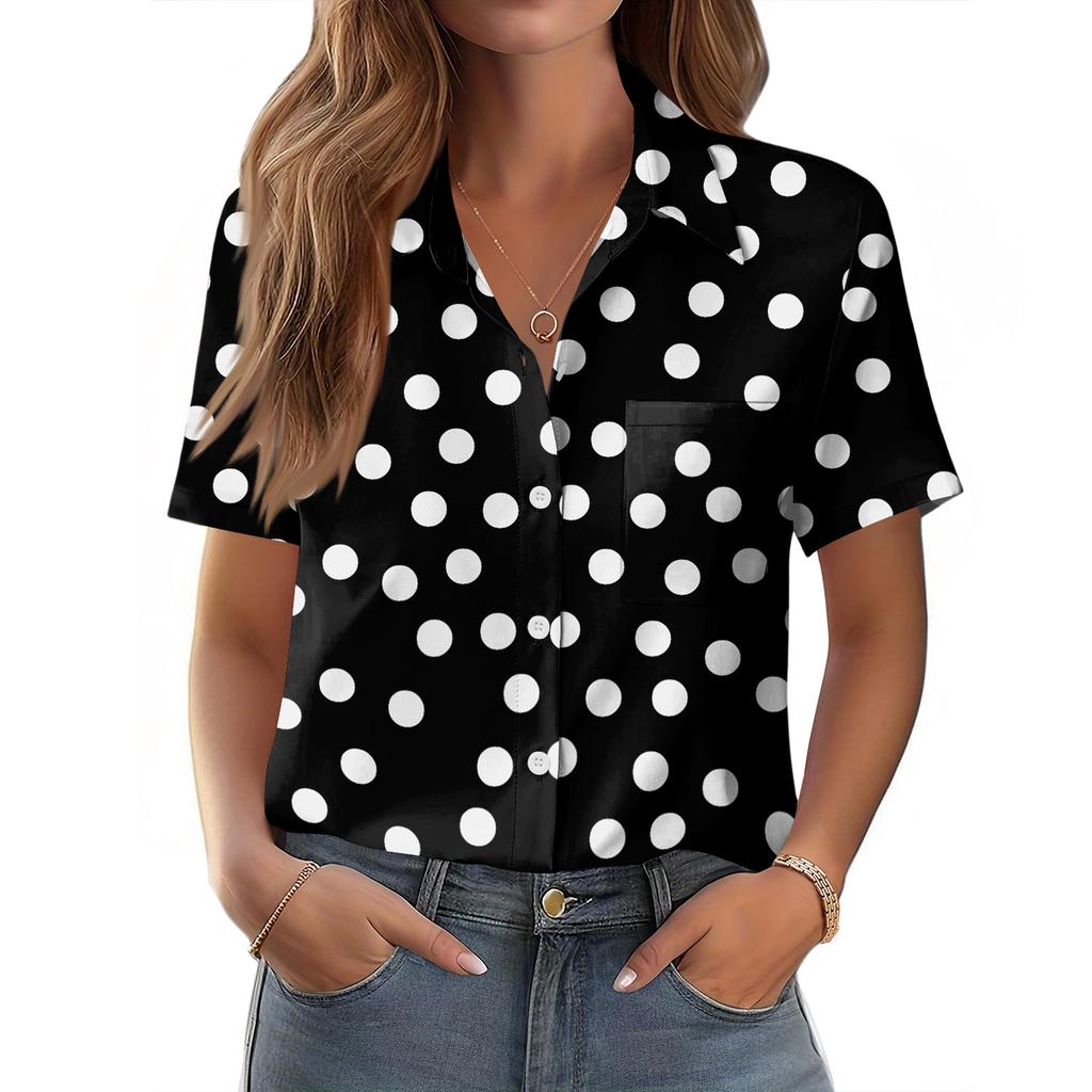 Women Blouses Short Sleeve Button Down Shirts Business Casual Dressy Work Tops Summer Spring Clothes