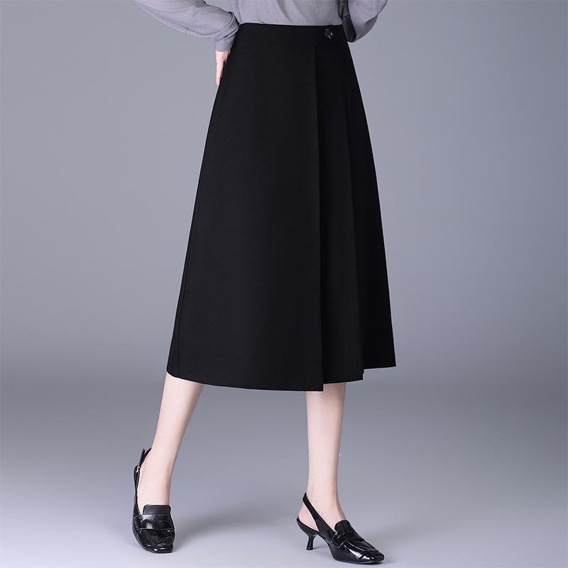 Women's Fashionable A-line Pleated Midi Skirt, High Waist, Slimming Large Hem, Casual 2026 Spring Collection