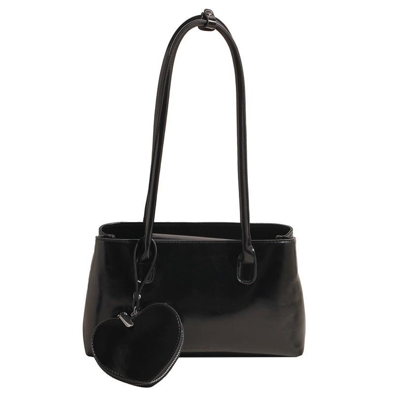 French High-end Sense Simple All-match Large-capacity Tote Bag Female Live Broadcast Texture Commuting Shoulder чёрный