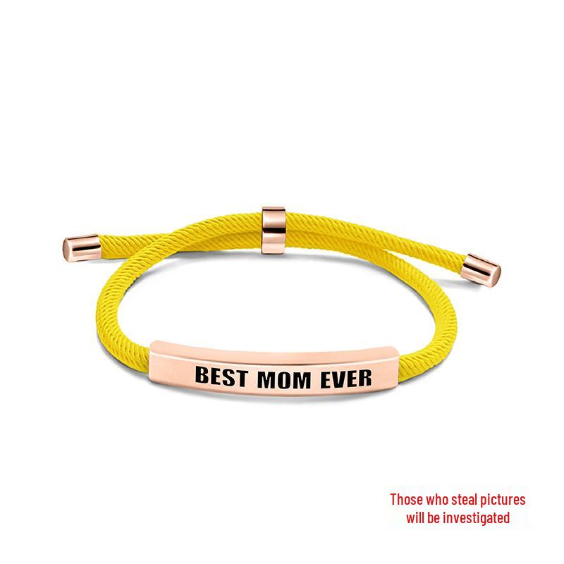Multi-color Woven Rope Bracelet with Engraved Stainless Steel for Mother's Day or Christmas Gift