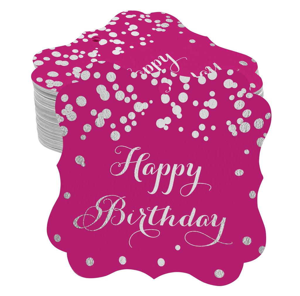 Inkdotpot Real Gold Foil Bracket Shape Paper Hang Tags Happy Birthday Favor Tags Pack Of