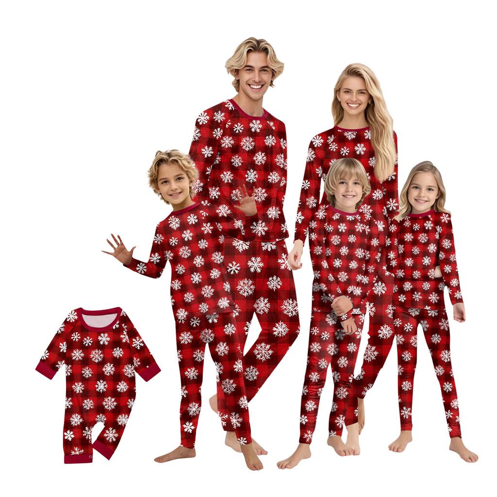 Parent-child Outfit - Christmas Print Round Neck Parent-child Long Sleeve Long Pants Home Clothes Suit
