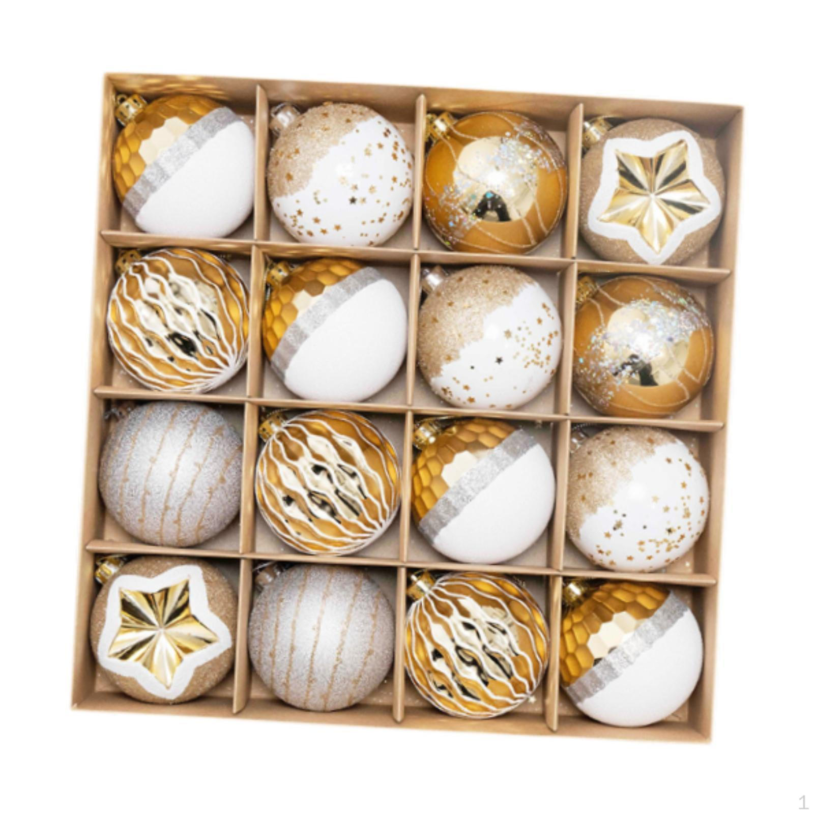 

16 шт. Рождественские шары, украшения для елки, подвесные украшения на год White Gold