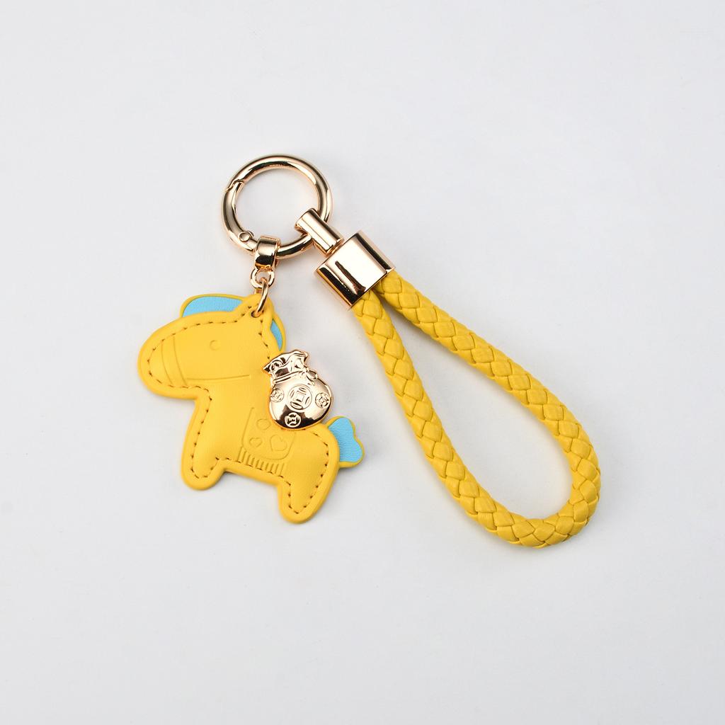 Creative Now Money Keychain Leather Braided Rope Fashion Cartoon Car Keychain Bag Cute Pony Pendant