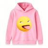 Kids Boys Girls Hooded Sweatshirt, Funny 3D Sly Tongue Out Emoji Print Casual Pullover Hoodie Soft Long Sleeve Loose Top for Daily School Holiday Wear