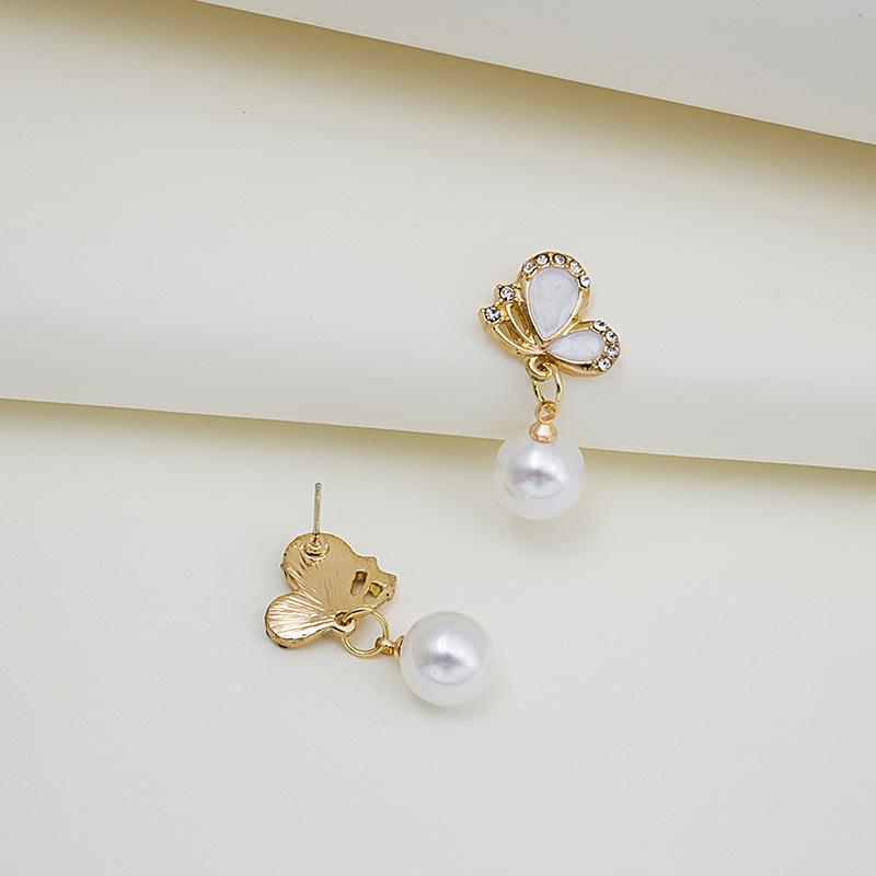 Pinkdudu Mode 3 Farbe Schmetterling Imitation Perle Ohrringe Süße Zirkon Insekt Ohrring für Frauen Schmuck Geschenke PD1397