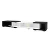 Modern TV Cabinet with variable length (140-260 cm), rotating function, black marble look, white high-gloss matte finish and golden decorations