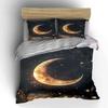 Golden crescent moon pattern. Bedding sets Duvet cover sets Duvet covers Pillowcases(1 * Duvet Cover 2 * Pillowcases without duvet insert)