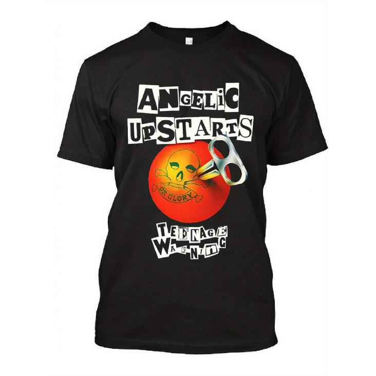 Limited Edition Angelic Upstarts Teenage Warning Punk Rock Band T-Shirt - Men S Vintage Scissors & Bold ANGELIC UPSTARTS Logo Print, Heavy Metal S чёрный