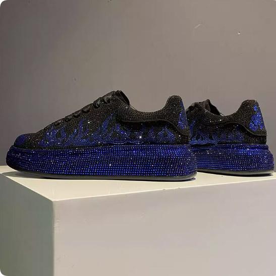 Fashion Luxury Designer Men's Rhinestone Thick Bottom Everyday All Match Shoes Causal Flats Loafers Ms Moccasins Sports Walking Sneakers