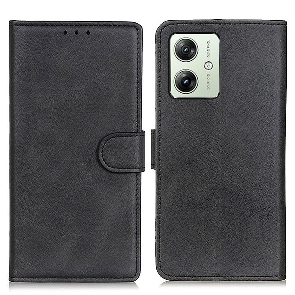 For Motorola Moto G64 5G Case Cowhide Texture Leather Stand Phone Cover