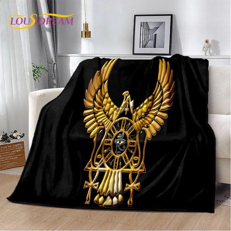 3D Egyptian Mythology Pharaoh Hieroglyphics Soft Plush Blanket,Flannel Blanket Throw Blanket for Living Room Bedroom Sofa Picnic