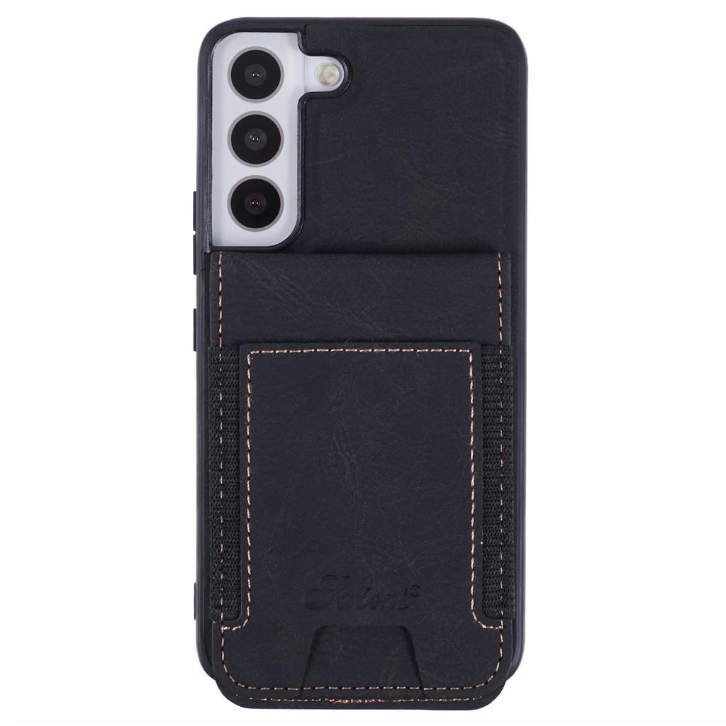 For Samsung Galaxy S22 5G Magnetic Case Card Slots Leather+TPU Kickstand Phone Cover