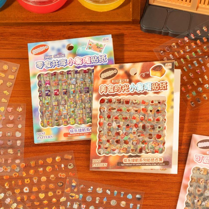 Pequeño Lindo Set de Pegatinas de Dibujos Animados Animales Kawaii Mini Patrón Calcomanías para Uñas Arte Diario DIY INS Estética Scrapbooking Suministros