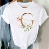 Custom Name Letter Combination Women T Shirt Floral Gold Letter Font A B C D Print Short Sleeve Tee Tops Female T-shirt Clothes