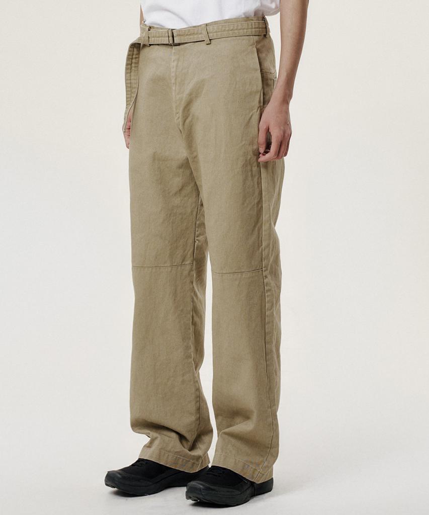 NOISE Belted Washed Cotton Pants - Beige