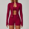 Summer nude yoga suit beautiful back tight quick-drying fitness suit outdoor sports running three-piece set