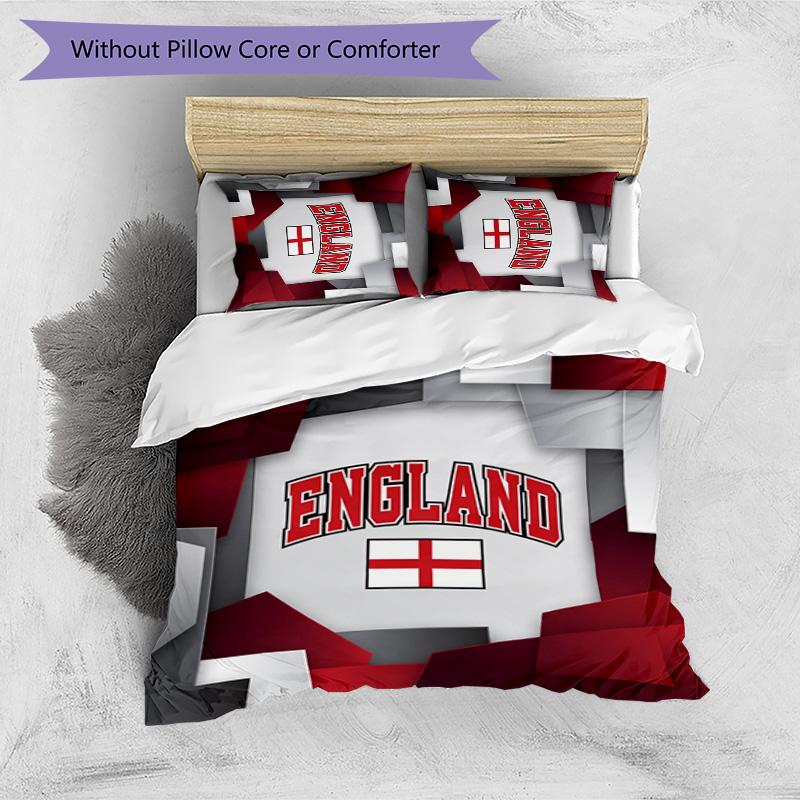 Set Biancheria da Letto Stampata Calcio Inghilterra 3 Pezzi Copriletto Traspirante Accogliente come Regalo per la Casa Nuova o per le Feste