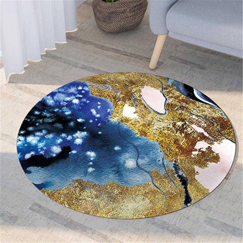 Nordic Flora and Fauna Geometric Printing Pattern Circular Carpet Home Living Room Sofa Bedroom Floor Decoration Carpet