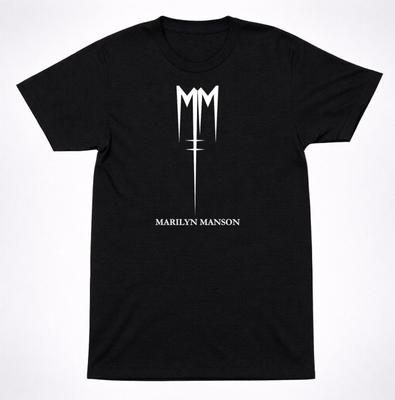 Marilyn Manson MM Sigil Logo Black Mens Kids T Shirt, Industrial Goth Metal Band Tee (Unisex S-XXL, Cotton Fabric, Concert Streetwear)