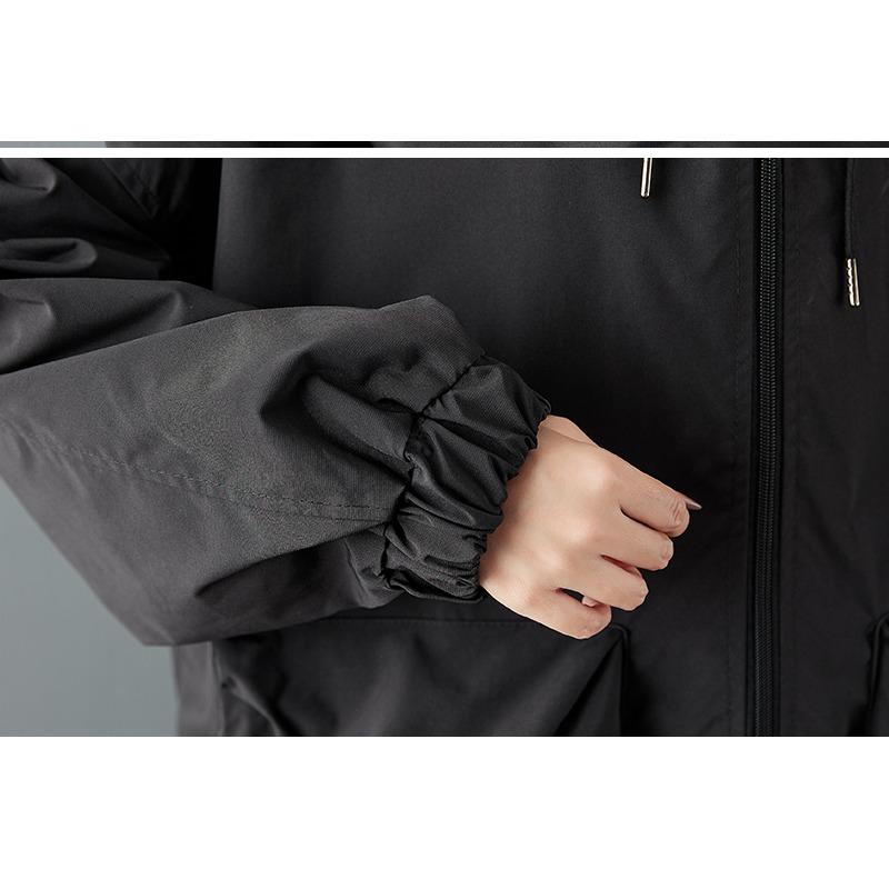 DIMANAF 2025 Plus Size Autumn Winter Plus Size Women Coat Long Sleeve Jackets Casual Loose Outerwear Black Zipper