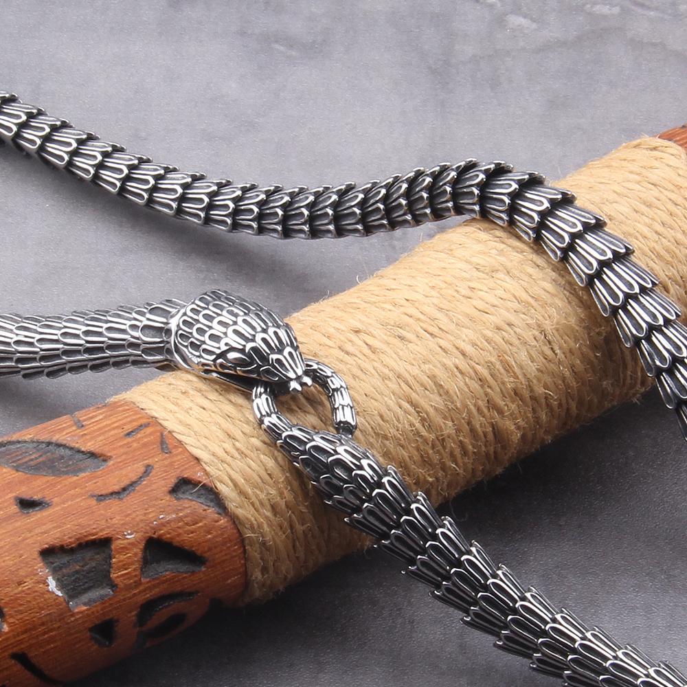 Viking Ouroboros Necklace for Men Stainless Steel Never Fade Punk Fashion Jewelry Street Culture Hippie Style